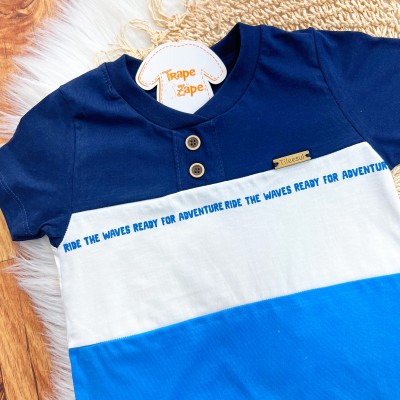 Conj. Camiseta Ride the Waves e Bermuda - Azul